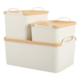 5-Pack Lided Plastic Storage Bins Basket Box Drawer Organizer Kitchen Container - 1*L + 4*S