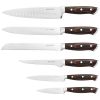 Homgeek 7 PiecesBlock Kitchen Cutting Tool Set with German 1.4116 Stainless Steel Blade Ergonomic Pakka Wood Handle and Rubberwood Block