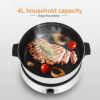 Split Electric Hot Pot Non-Stick 4L Capacity Fry/Soup/Stew/Grilling - White