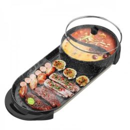 LIVEN Electric Gril with Hot Pot, No soot, Increase the baking tray, SK-J6860 - Black