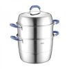 ASD, Three-layer multi-bottom stainless steel steamer, Heightened, Large capacity, No smell, Easy to store, 32cm - Silver