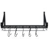 Pots and Pan Rack, Decorative Wall Mounted Storage Hanging Rack, Multipurpose Wrought-Iron shelf Organizer for Kitchen Cookware, Utensils, Pans