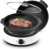 Split Electric Hot Pot Non-Stick 4L Capacity Fry/Soup/Stew/Grilling - White