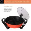 Liven Electric Shabu Shabu Hot Pot with Divider and Non-Stick Coating Electric Hot Pot 5L - Red